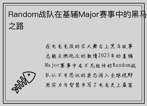 Random战队在基辅Major赛事中的黑马之路